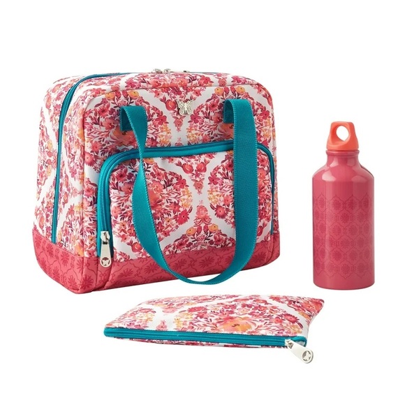 2021 🌺 New The Pioneer Woman Floral Ogee 3-Piece Insulated Lunch Kit, Pink - Picture 5 of 10